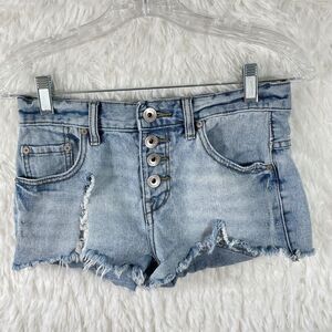 Free People Cut Off Denim Shorts Button Fly Distressed Size 24